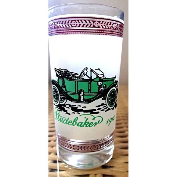 Vinage Set of Four Double Old Fashion Glasses Antique Cars - Picture 10 of 14